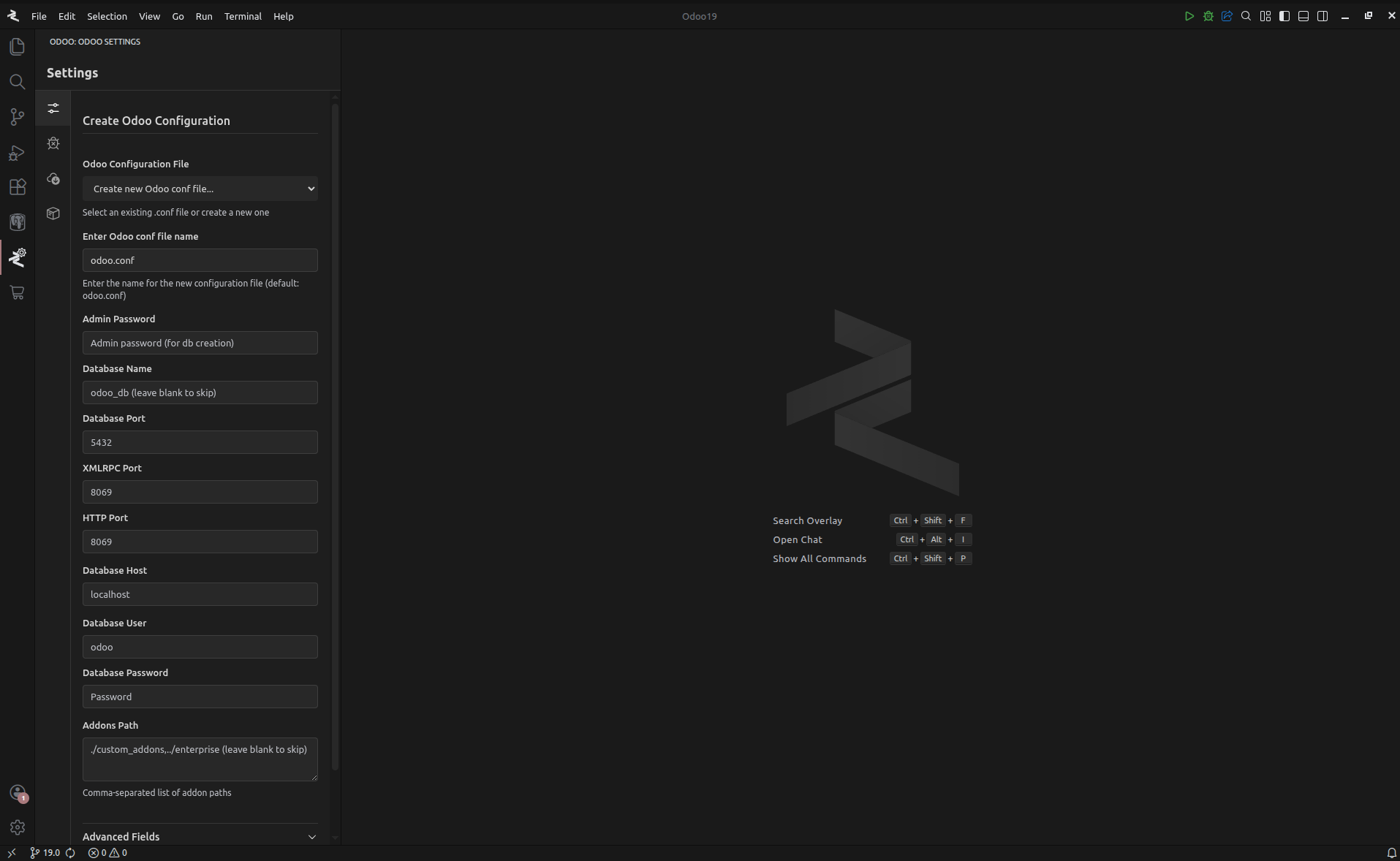 Odoo Configuration Editor
