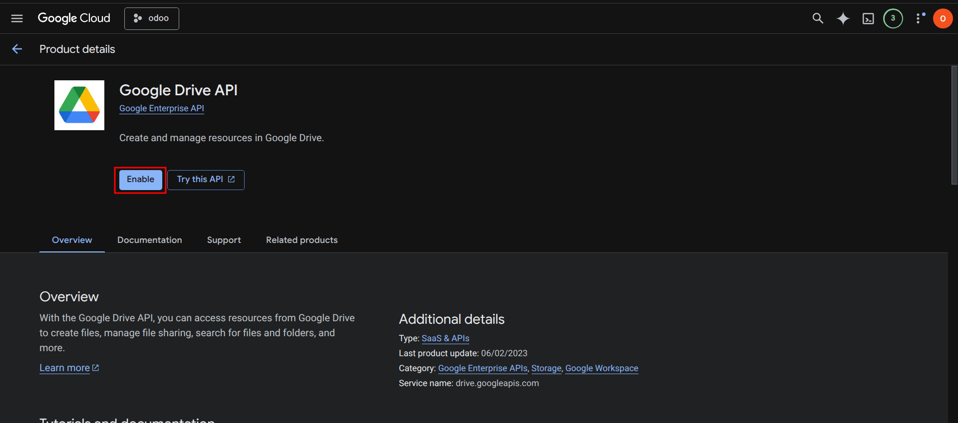 Enable Drive API