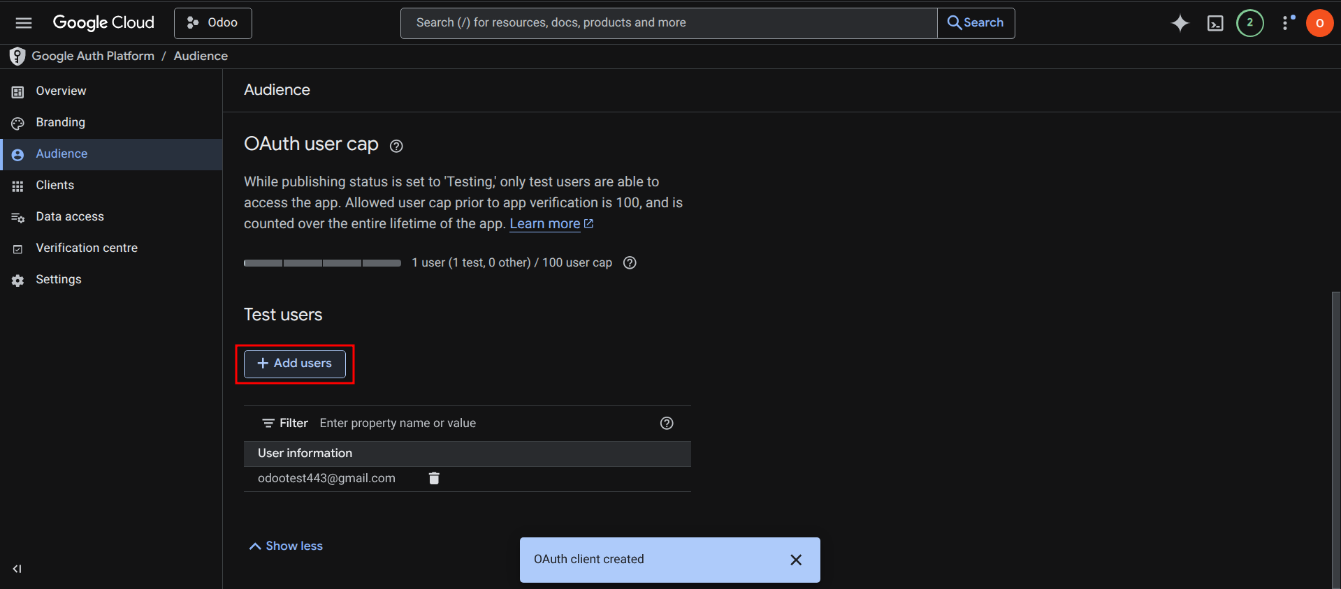 Test User Configuration