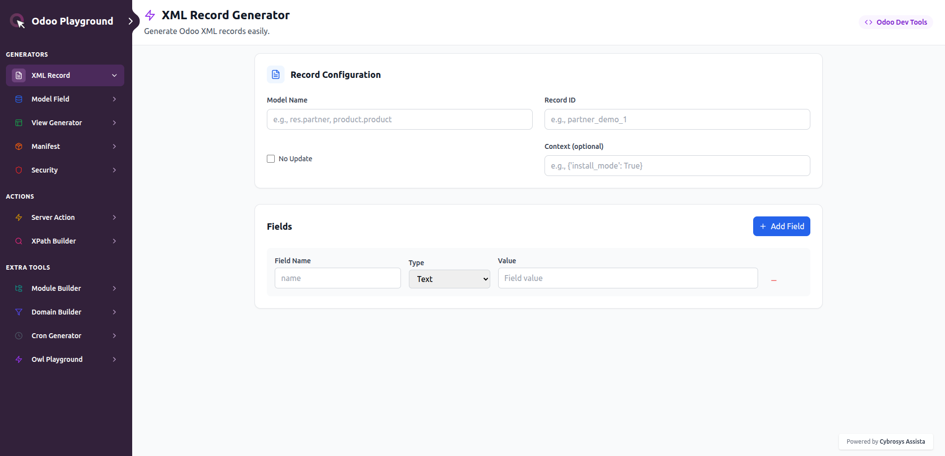 Assista X Chat user interface showing a natural-language query and analysis dashboard for Odoo business data