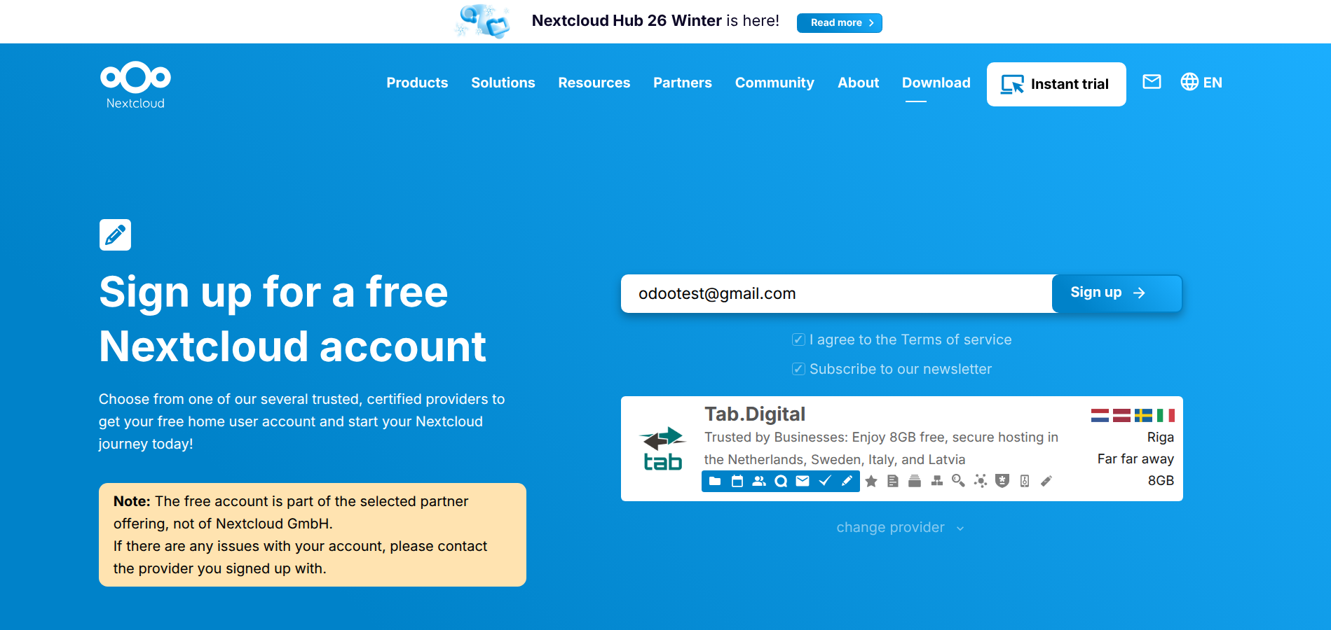 Nextcloud Sign Up