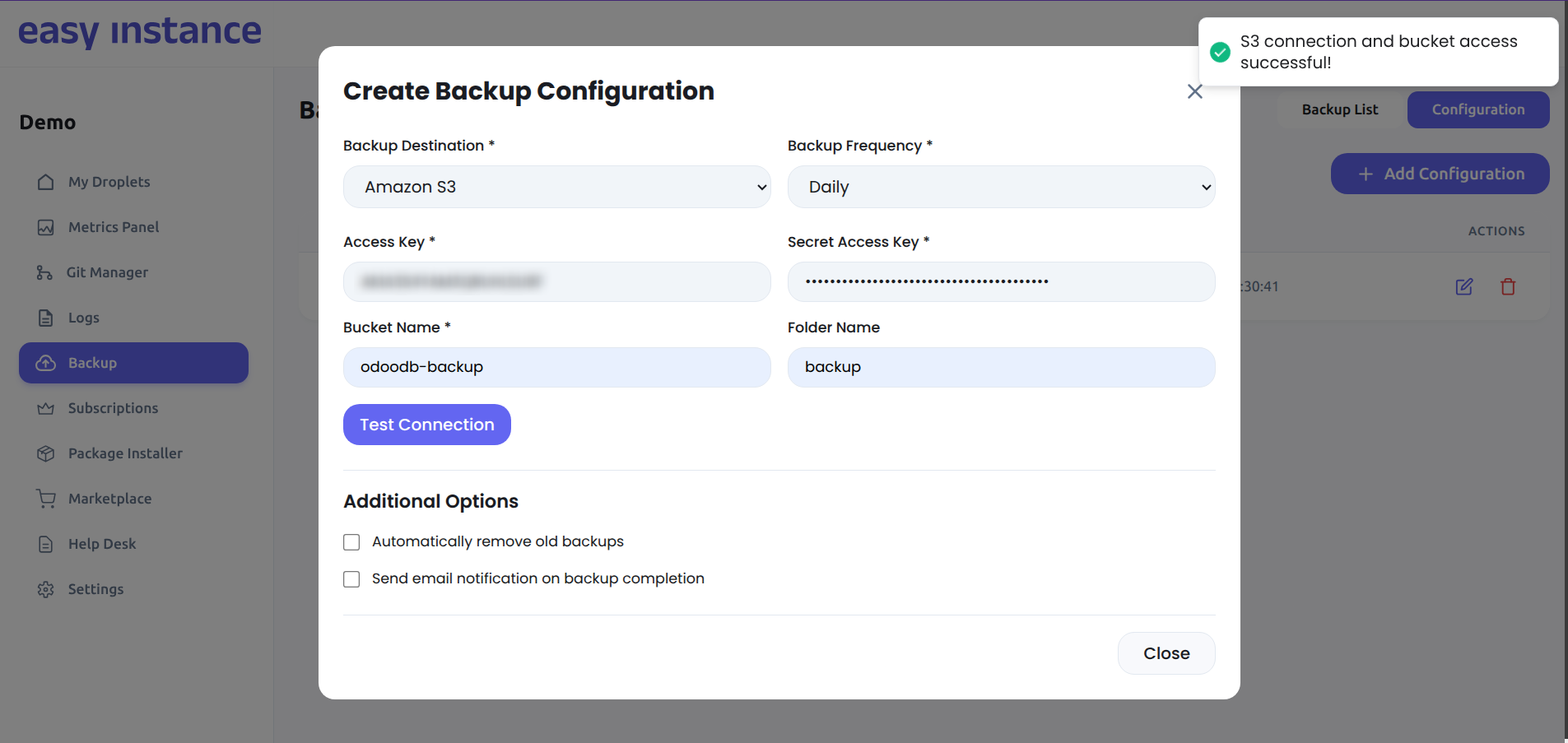 Easy Instance S3 Config